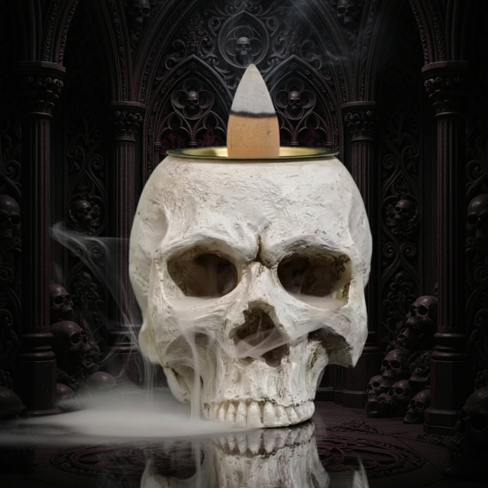 Skull Mist Incense Burner – Gotycki Kominek Kadzidlany Czarna Czaszka SmokeFall Edition