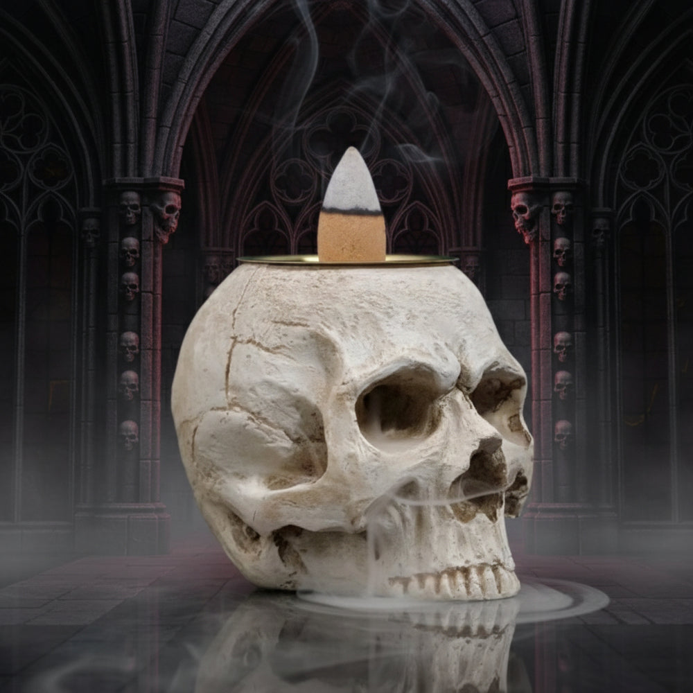 Skull Mist Incense Burner – Gotycki Kominek Kadzidlany Czarna Czaszka SmokeFall Edition