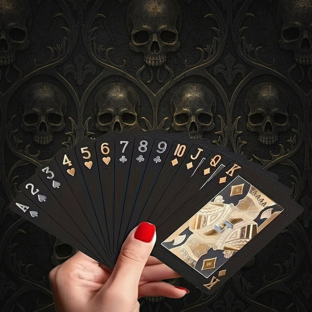 Gothic Black Edition – Wodoodporna Talia Kart ze Złotą i Srebrną Folią Gothic Black Edition