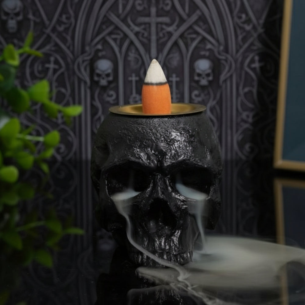 Skull Mist Incense Burner – Gotycki Kominek Kadzidlany Czarna Czaszka SmokeFall Edition