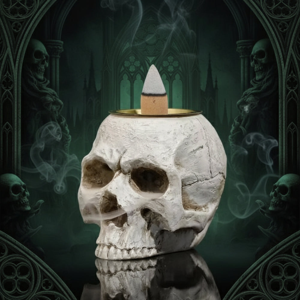Skull Mist Incense Burner – Gotycki Kominek Kadzidlany Czarna Czaszka SmokeFall Edition