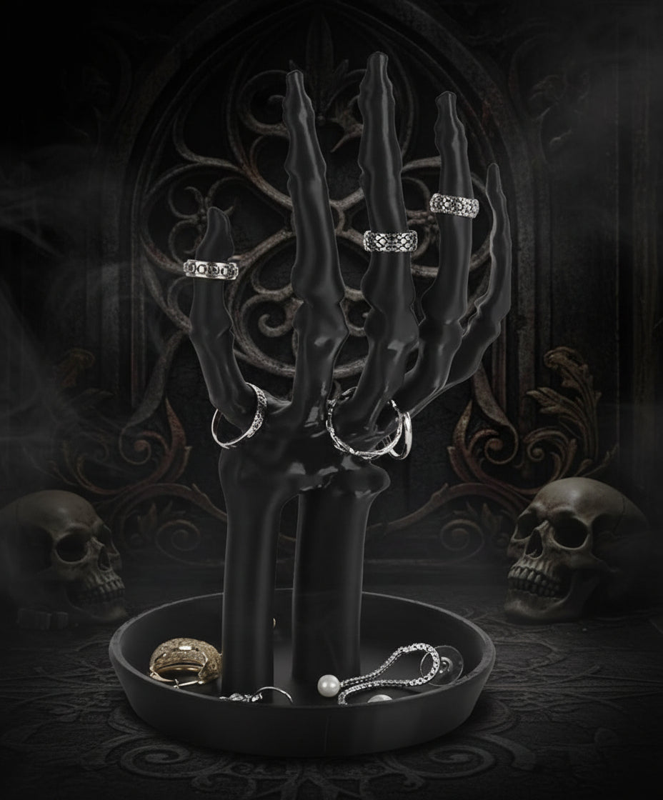 Gothic Bone Hand – Mroczna Dłoń Szkieletu Stojak na Biżuterię Black Edition