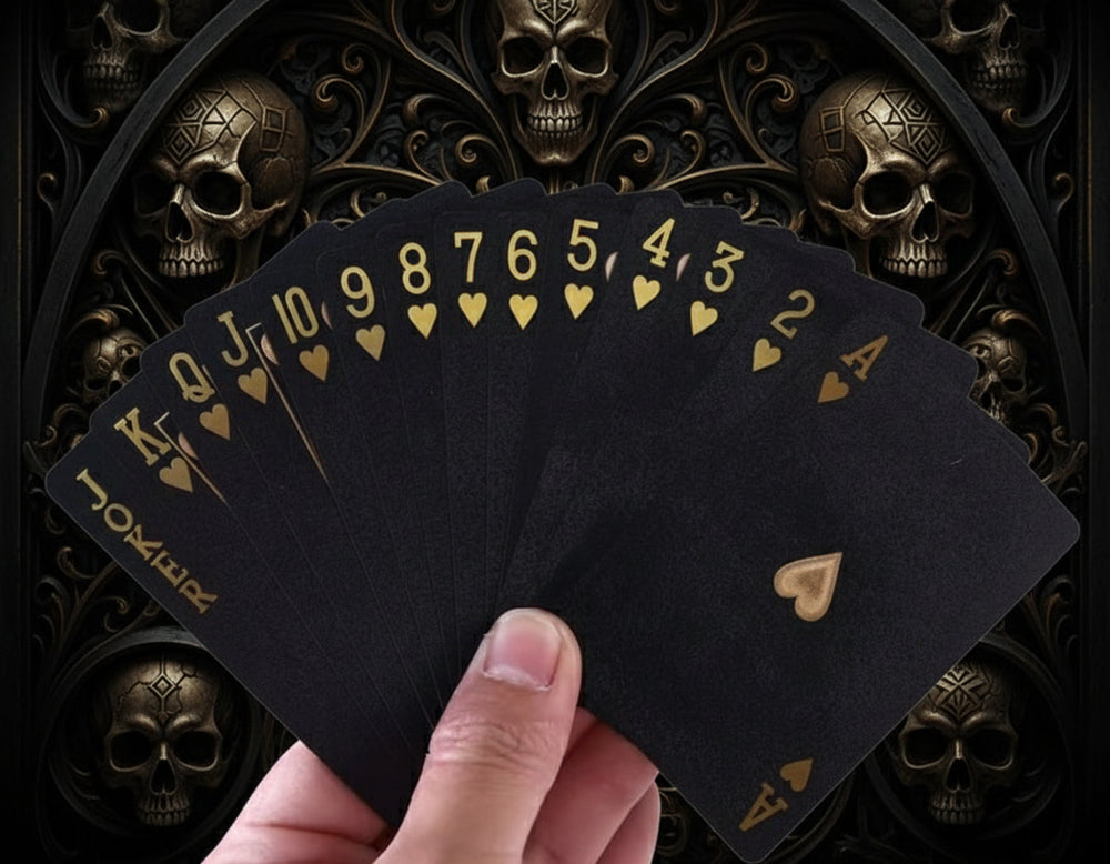 Gothic Black Edition – Wodoodporna Talia Kart ze Złotą i Srebrną Folią Gothic Black Edition